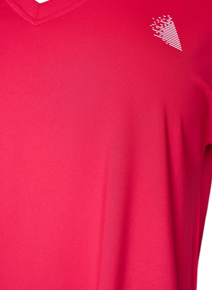 Loose training t-shirt with v-neck, Pink, Packshot image number 2