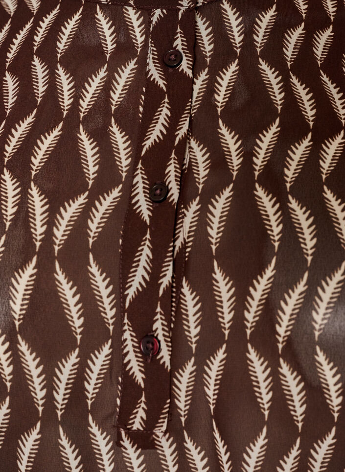 Blouse with all-over print and short button placket, Brown, Packshot image number 2