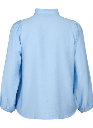 Viscose shirt blouse with ruffle collar, Serenity, Packshot image number 1