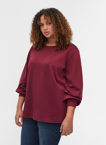 Sweatshirt with a round neckline and long sleeves, Zinfandel, Model image number 0