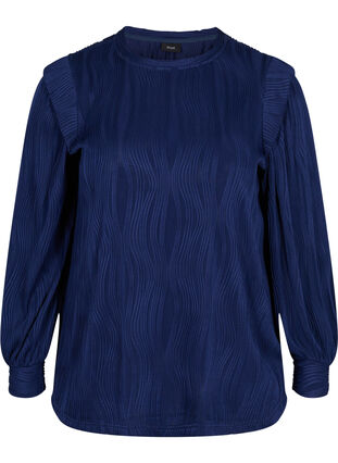 Structured top with long sleeves, Maritime Blue, Packshot image number 0