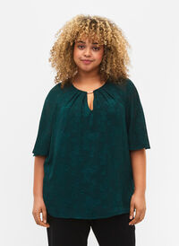 Short-sleeved blouse with structure, Ponderosa Pine, Model