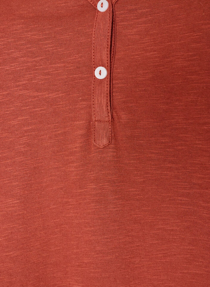 T-shirt with button detail, Brown, Packshot image number 2