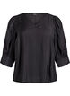Blouse with V-neck and 3/4-sleeves, Black, Packshot image number 0