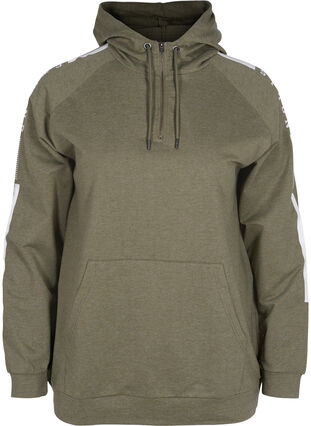 Sweatshirt with hood and zip, Ivy Green Melange, Packshot image number 0
