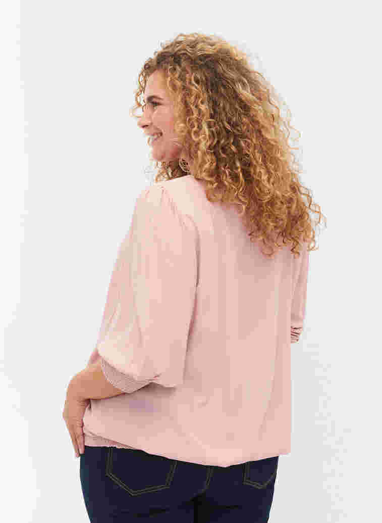 Solid-coloured viscose blouse with a balloon effect, Zephyr, Model image number 1