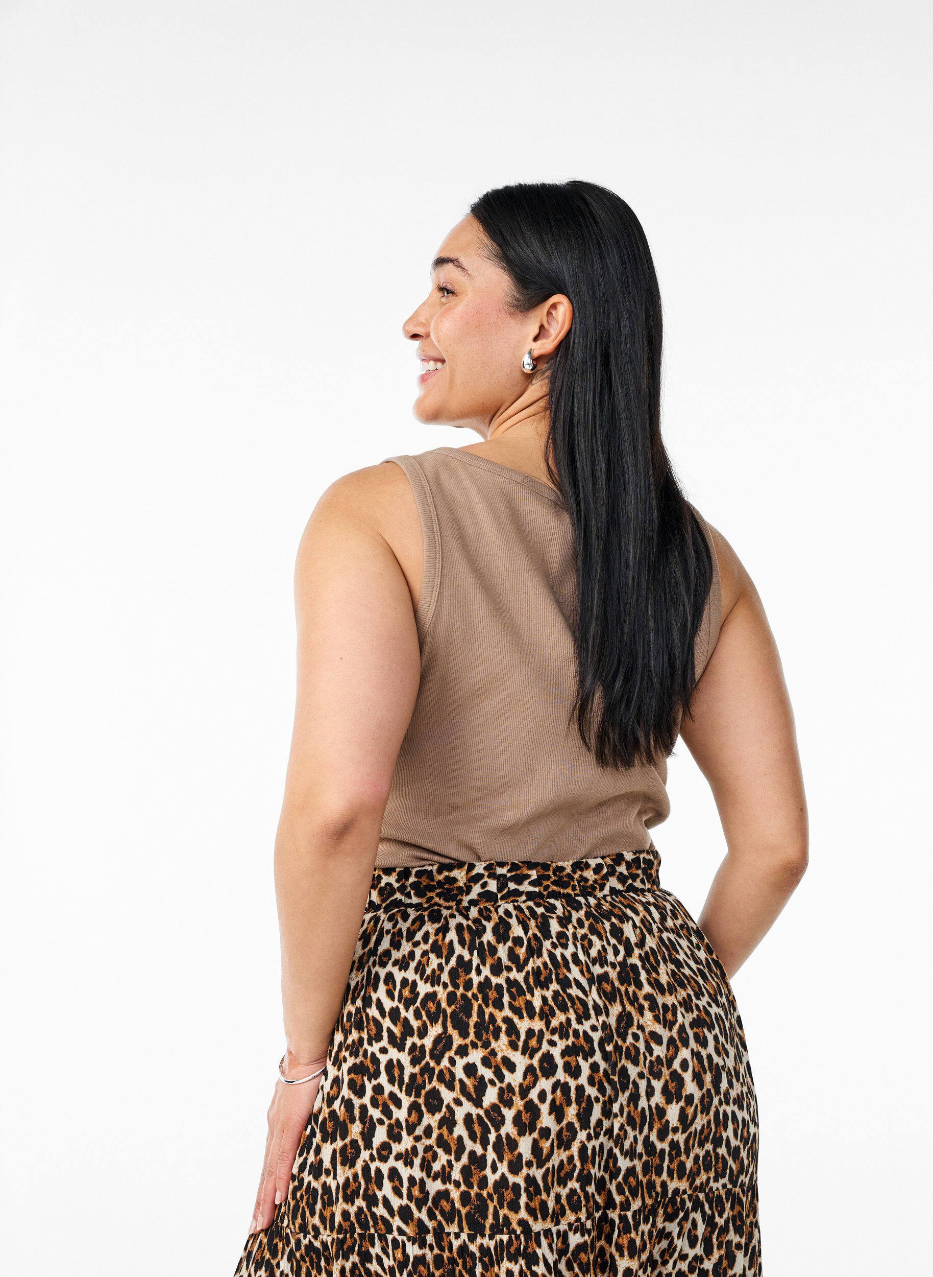 ZizzifashionFitted top with motif, Brown, Model image number 2