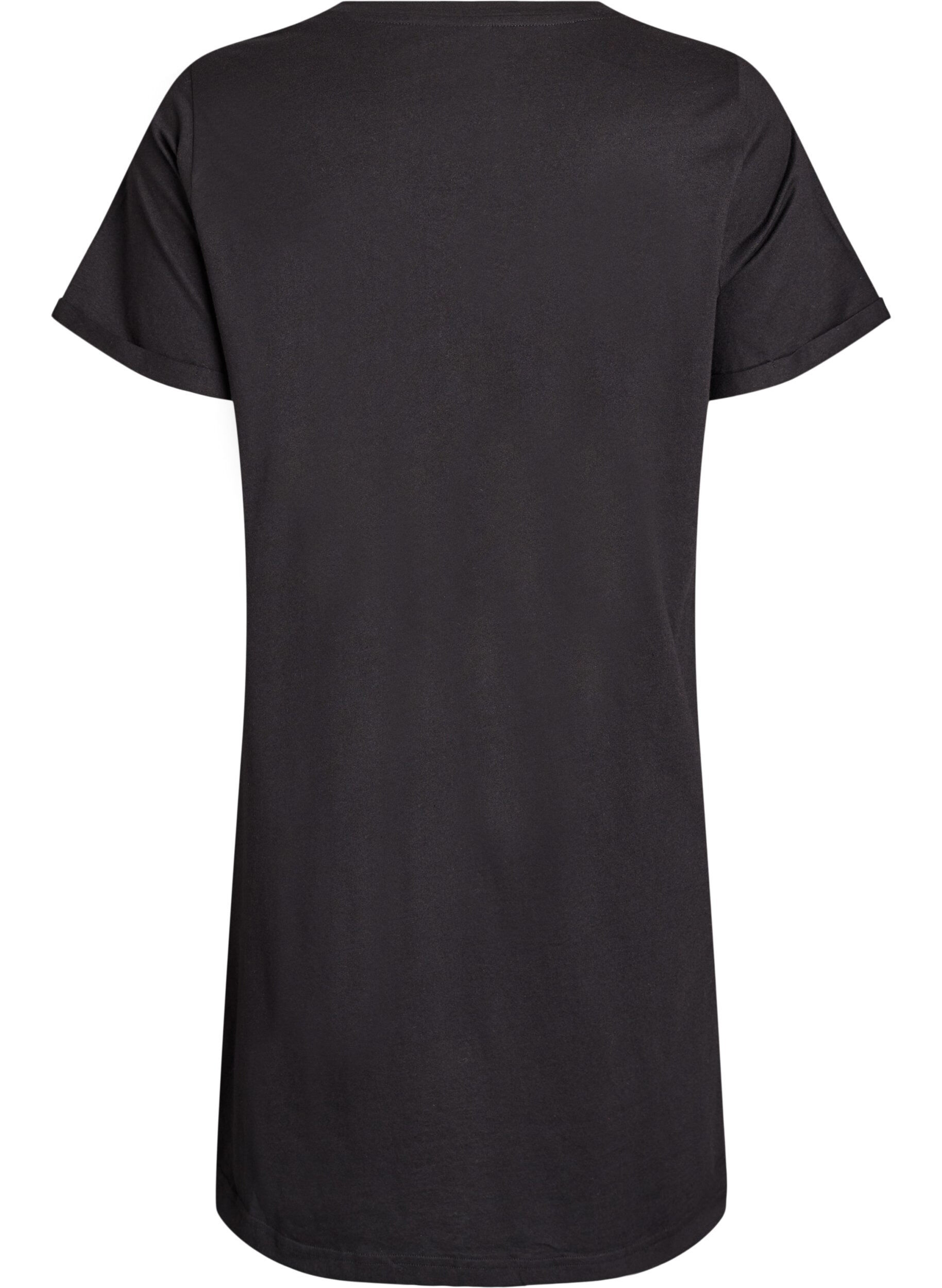 ZizzifashionShort-sleeved nightgown in organic cotton, Black, Packshot image number 1
