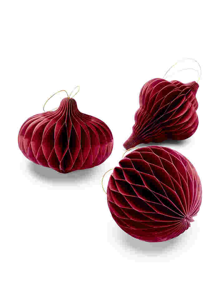 3-pack of Christmas decorations with magnetic closure, Wine Red, Packshot image number 1