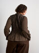 Checked blouse with smocking and peplum, Brown, Model image number 2
