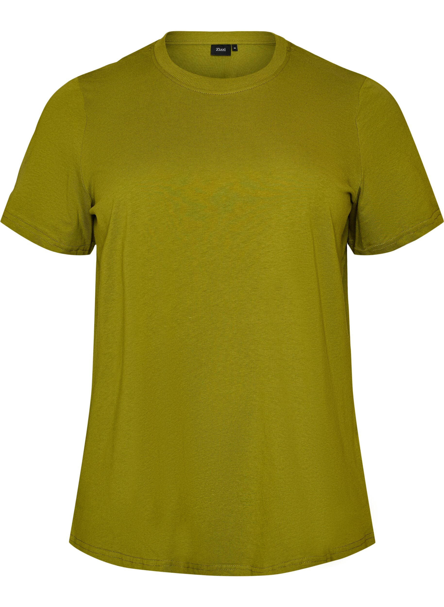ZizzifashionBasic cotton T-shirt with round neck, Green, Packshot image number 0