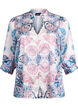 Satin-look blouse with a paisley print and 3/4 sleeves, Blue, Packshot image number 0