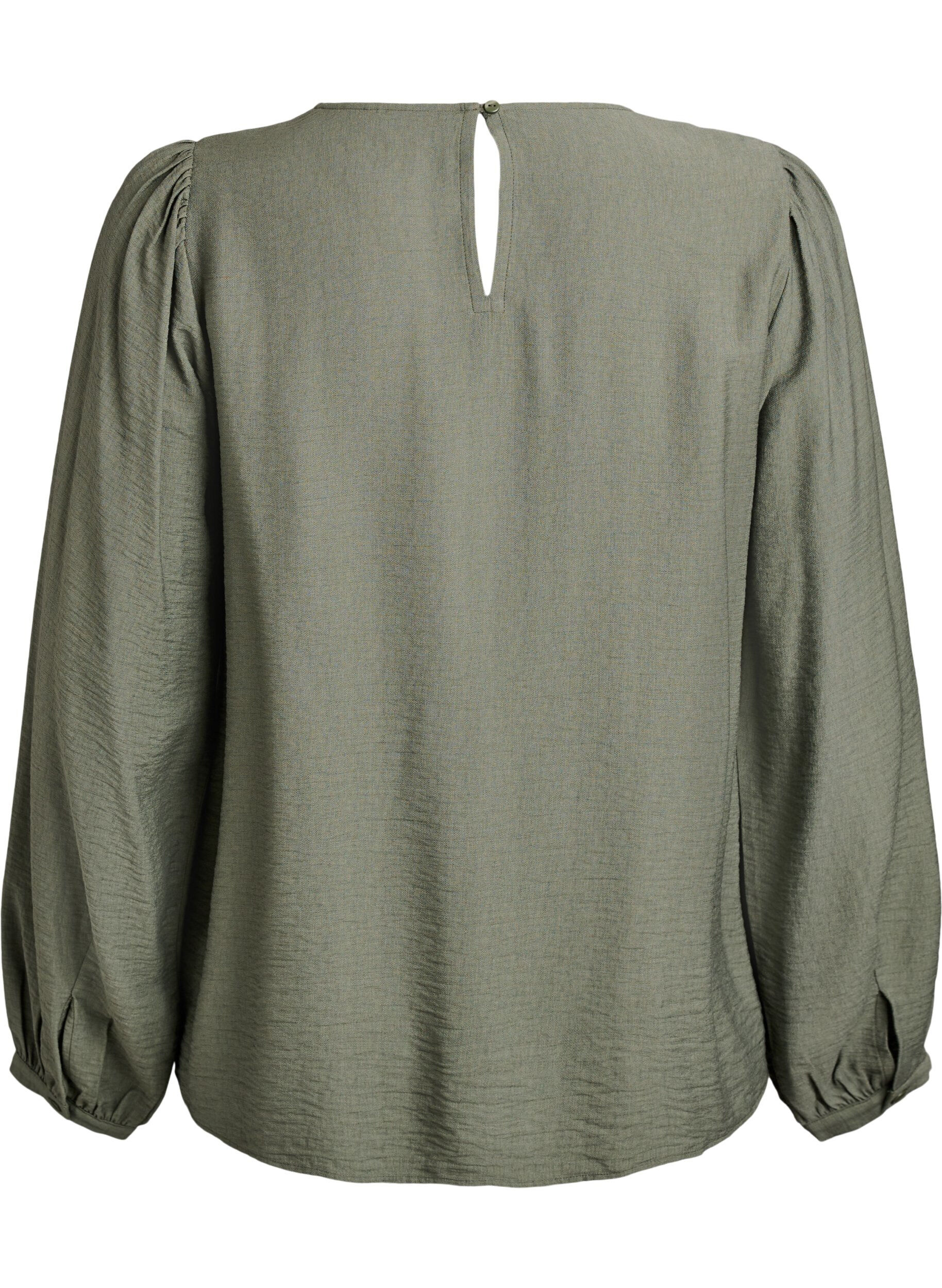 Zizzifashion Long-sleeved viscose blouse, Green, Packshot image number 1