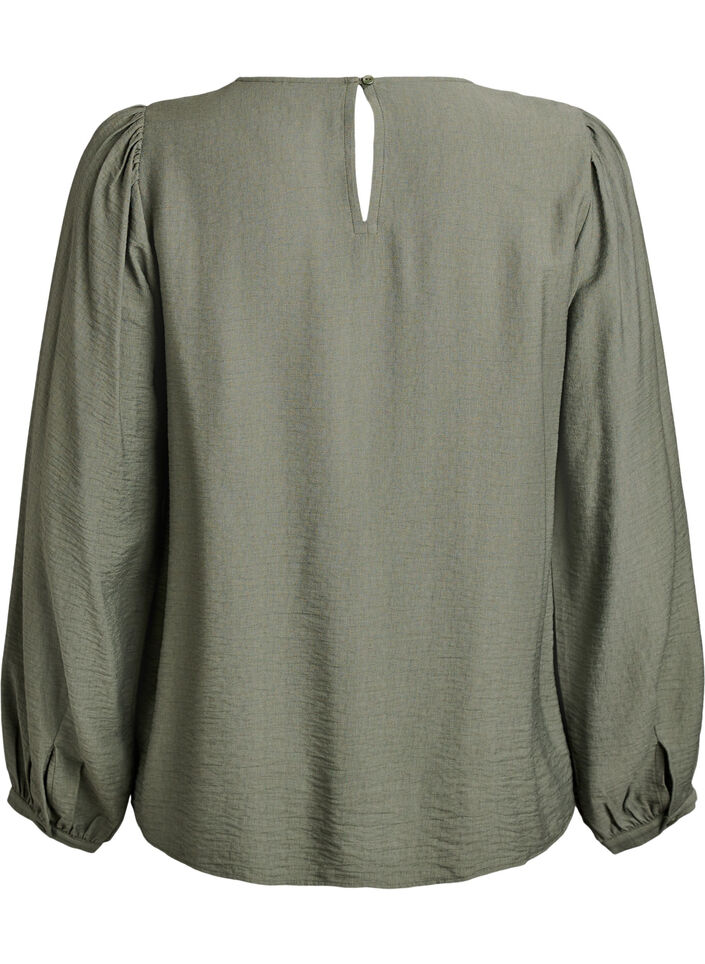 Long-sleeved viscose blouse, Green, Packshot image number 1