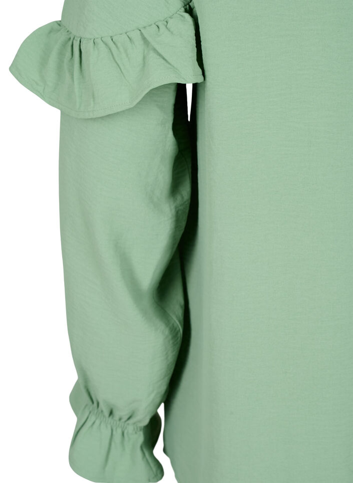 Blouse with ruffles and buttons, Green Bay, Packshot image number 3
