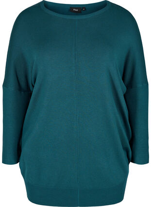Knitted jumper with round neckline, Reflecting Pond, Packshot image number 0