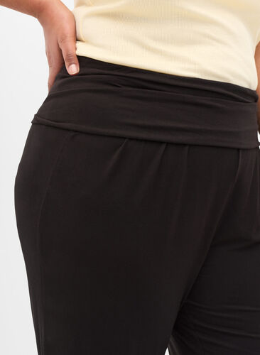 Loose viscose blend trousers, Black, Model image number 1