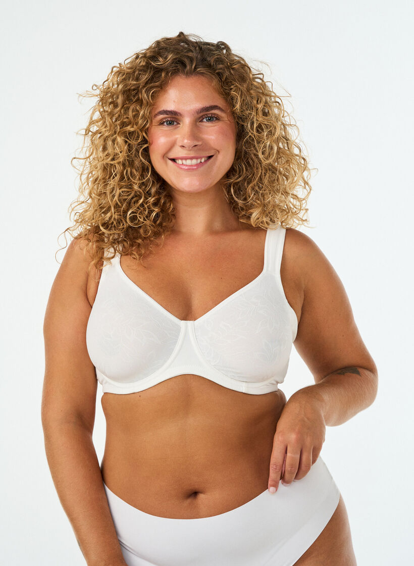 Comfort bra with a lace overlay and moulded cups, White, Model image number 0