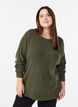 Melange knit blouse with round neck, Green, Model image number 0