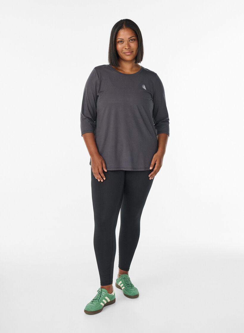 Workout top with 3/4 sleeves, Dark Grey, Model image number 1