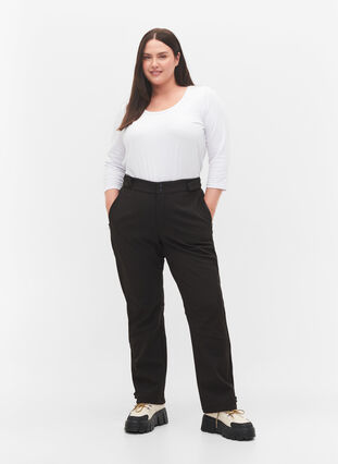 Softshell trousers with adjustable velcro, Black, Model image number 4