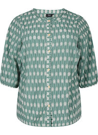 Cotton shirt blouse with floral pattern