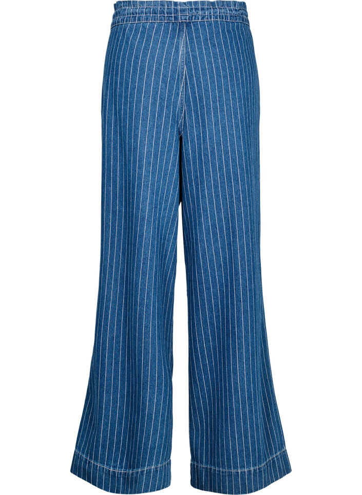 Wide-leg denim jeans with stripes, Blue, Packshot image number 1