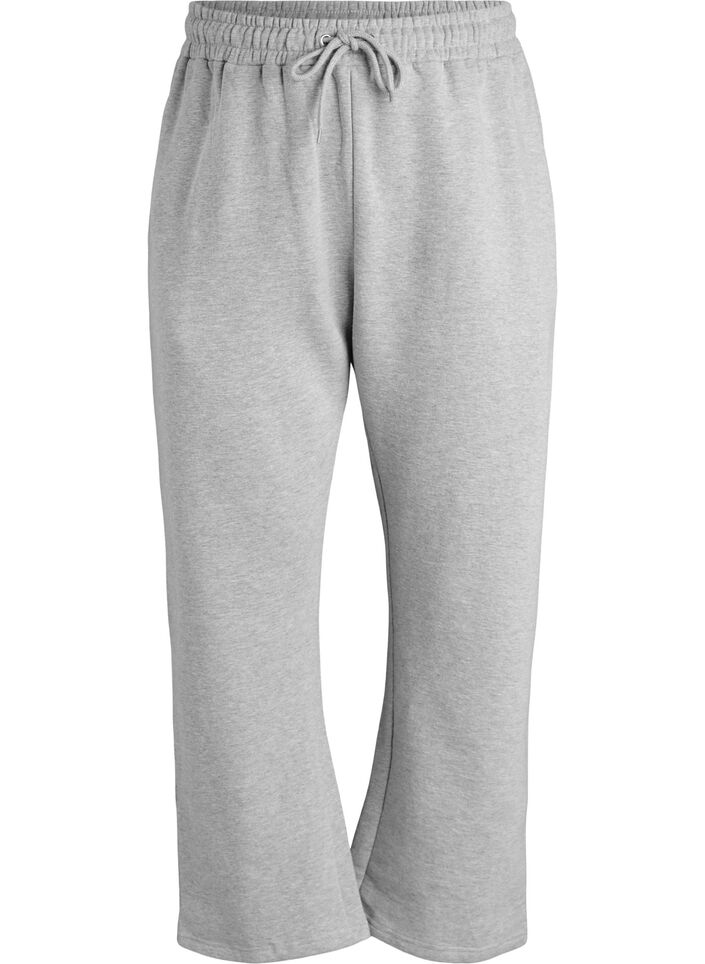 High-waisted sweatpants with brushed inside, Grey, Packshot image number 0