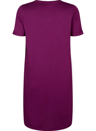 Short-sleeved nightgown in organic cotton, Dark Purple Relax, Packshot image number 1