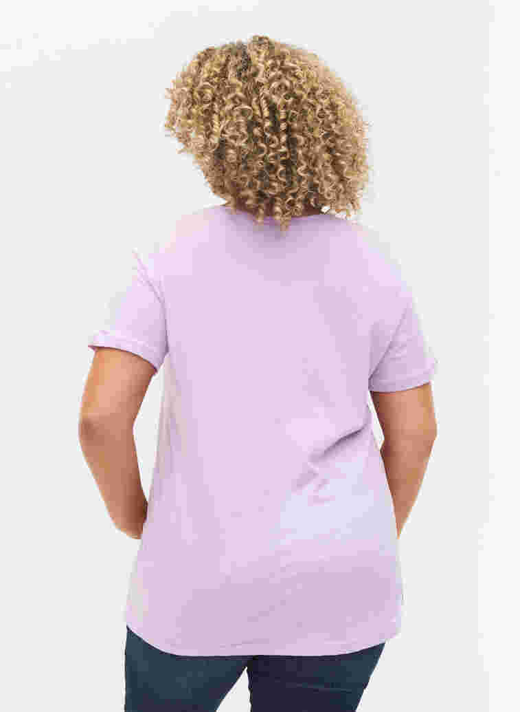 Short-sleeved cotton t-shirt with print, Lavendula LOVE, Model image number 1
