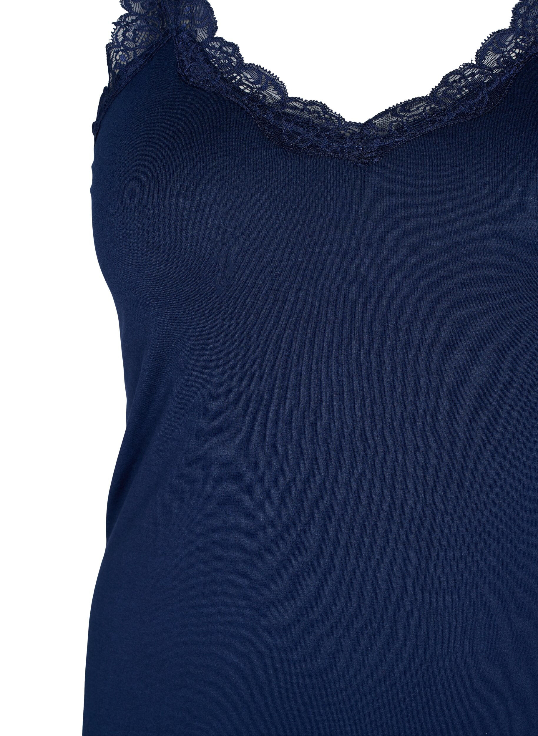 Zizzifashion 2-pack top with lace, Navy B/Jolly Green, Packshot image number 2