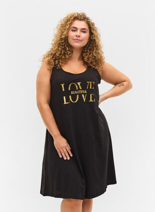 Dress in A-line shape, Black LOVE, Model image number 0