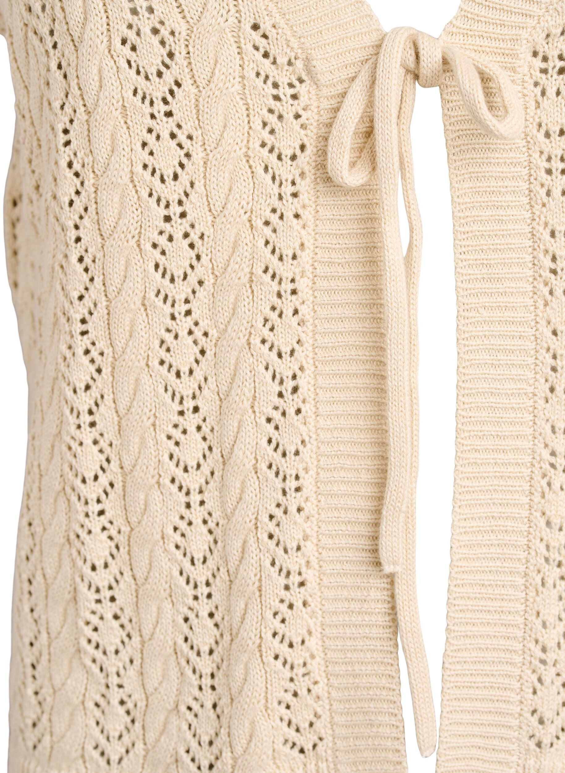 Zizzifashion Knitted vest with eyelet embroidery and tie fastening, Beige, Packshot image number 2