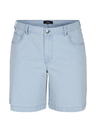 Denim shorts in a striped pattern, Light Blue Stripe, Packshot image number 0