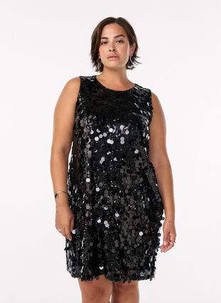 Short sequin dress - Black - Sz. 40-64 - Zizzifashion Short sequin dress - Black - Sz. 40-64 - Zizzifashion