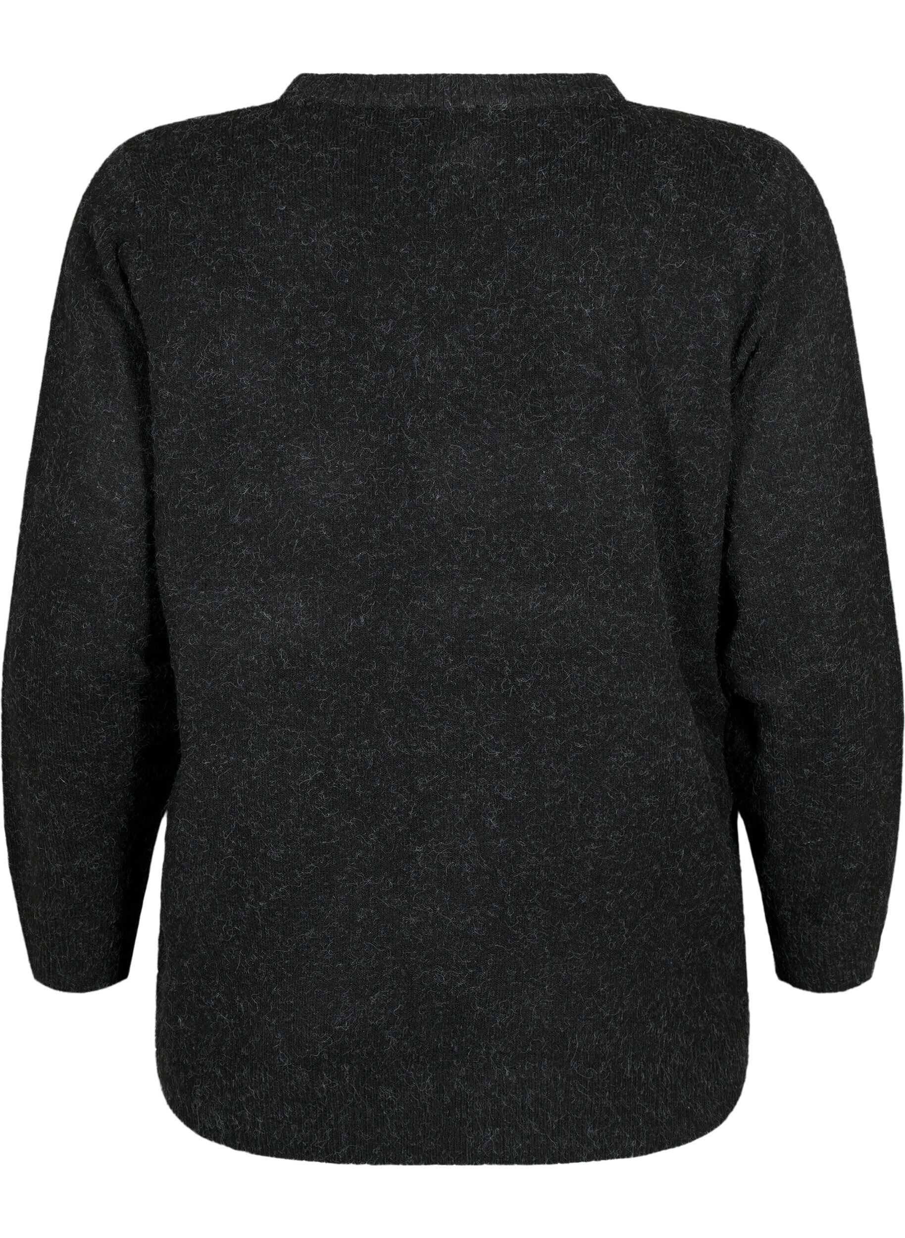 Zizzifashion Melange v-neck pullover, Dark Grey Melange, Packshot image number 1