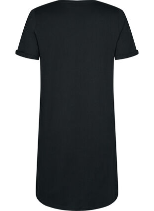 Short sleeved cotton nightdress with print, Black W. Don't, Packshot image number 1