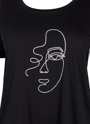 T-shirt with mica print in cotton, Black Shimmer Face, Packshot image number 2