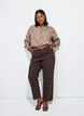 Loose shirt with V-neck, Brown, Model image number 1