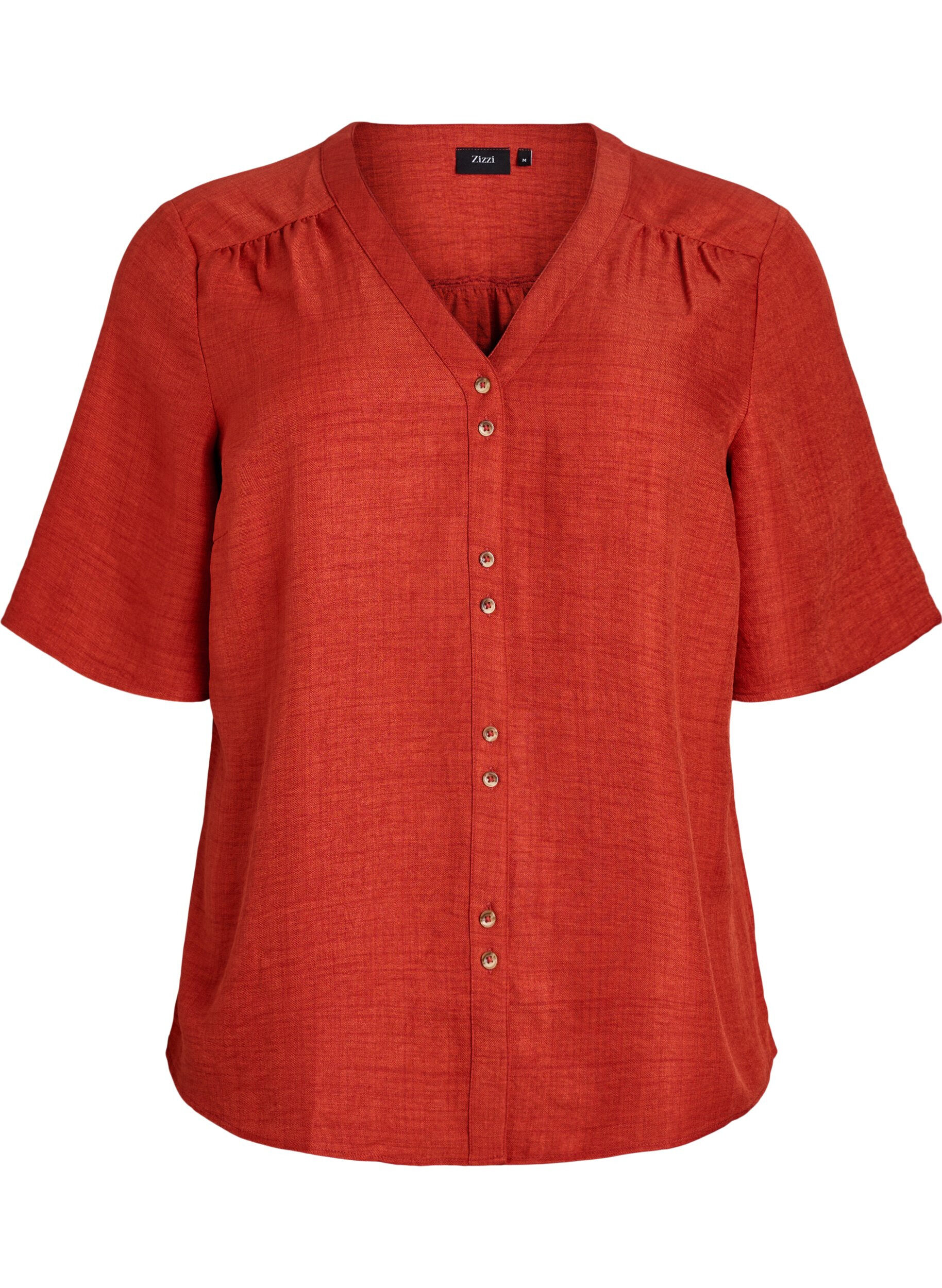 V-neck shirt blouse with short sleeves