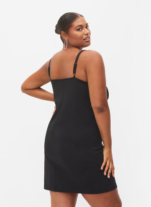 Form-fitting dress with cord detail, Black, Model image number 1