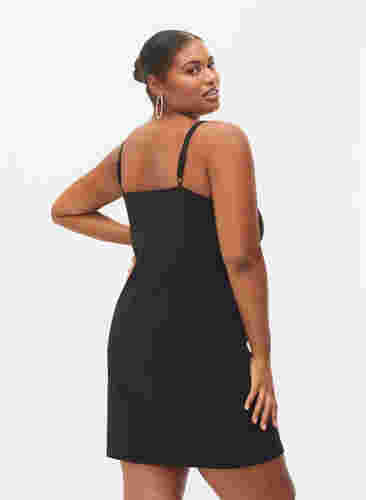 Form-fitting dress with cord detail, Black, Model image number 1