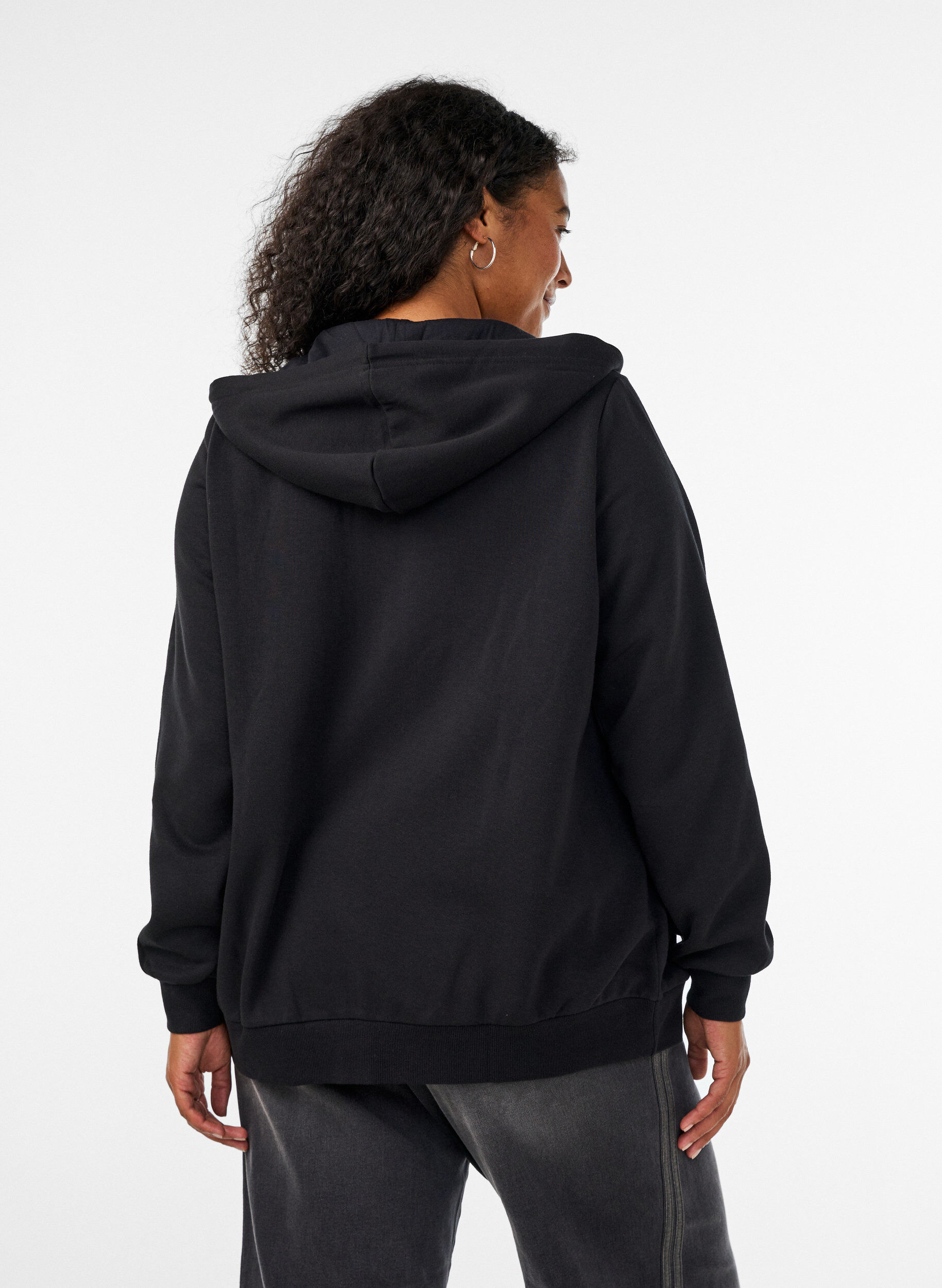 ZizzifashionZipped sweat hoodie with pockets, Black, Model image number 2