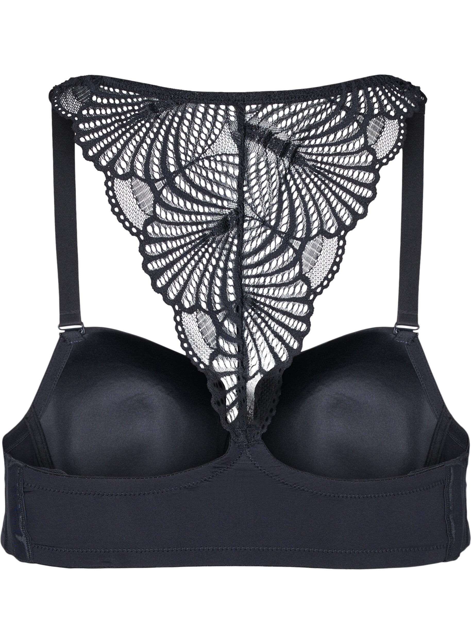 Zizzifashion Underwire bra with lace back, Black, Packshot image number 1