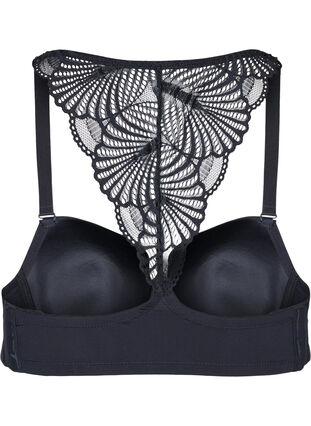 Underwire bra with lace back, Black, Packshot image number 1