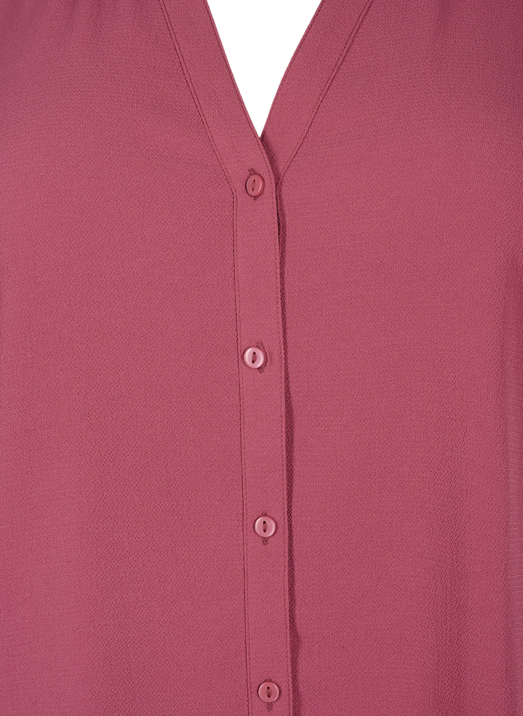 Zizzifashion Shirt blouse with 3/4 sleeves and ruffle collar, Dry Rose, Packshot image number 2