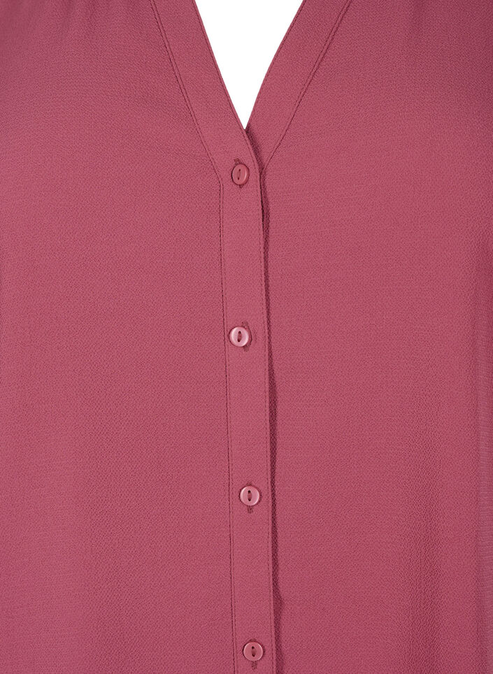 Shirt blouse with 3/4 sleeves and ruffle collar, Dry Rose, Packshot image number 2