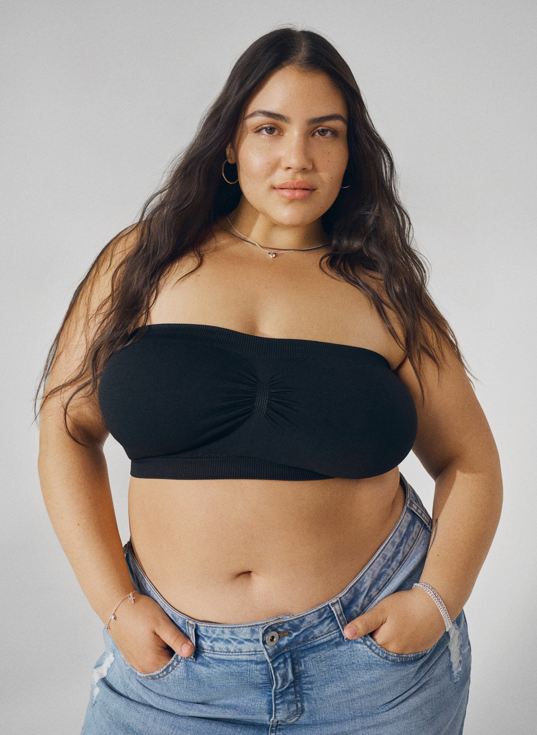 Tube bra - Black - Sz. L/XL - Zizzifashion