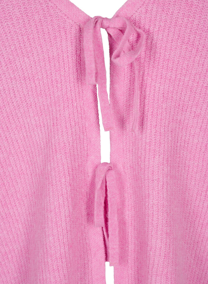 Knitted cardigan with tie belt, Begonia Pink Mel., Packshot image number 2