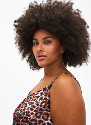 Leopard print top with chain strap, Leopard AOP, Model image number 2
